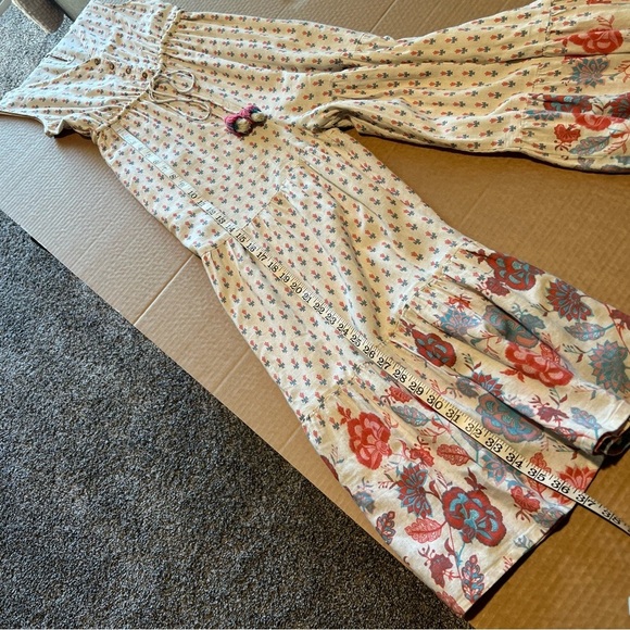Global Desi Boho Vneck floral print jumpsuit, wide leg, sleeveless, sz XS - Picture 13 of 16
